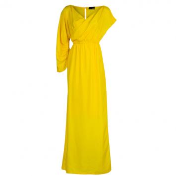 Pre Owned Fendi Canary Yellow Draped Long Dress S