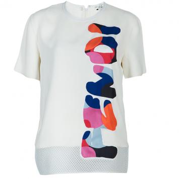 Pre Owned Fendi White Applique Logo Top M