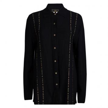 Pre Owned Fendi Black Merino Wool Vintage Button Front Cardigan S