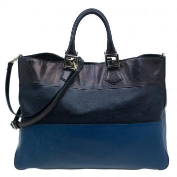 Pre Owned Fendi Tricolor Leather Twins Tote