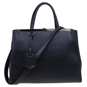 Pre Owned Fendi Black Saffiano Leather 2Jours Tote