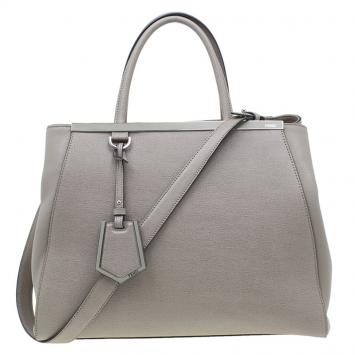 Pre Owned Fendi Beige Saffiano Leather 2Jours Tote