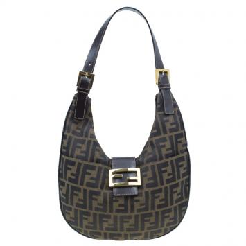 Pre Owned Fendi Brown Zucca Hobo Shoulder Bag