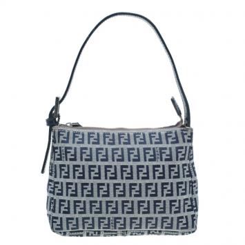 Pre Owned Fendi Navy Blue Zucchino Mini Shoulder Bag