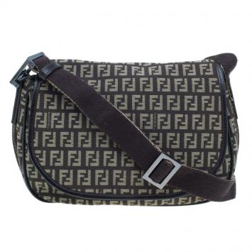 Pre Owned Fendi Brown Zucchino Crossbody Bag