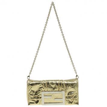 Pre Owned Fendi Gold Foil Mia Evening Bag