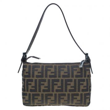 Pre Owned Fendi Brown Zucca Small Shoulder Bag