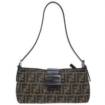 Pre Owned Fendi Brown Tobacco Zucca Long Baguette Shoulder Bag