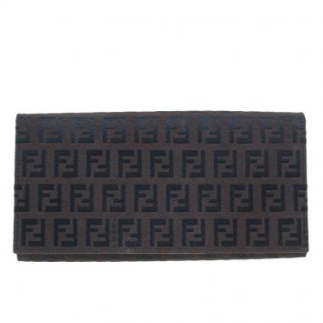 Pre Owned Fendi Brown and Black Zucchino Continental Wallet