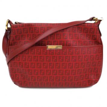 Pre Owned Fendi Red Zucchino Leather Crossbody