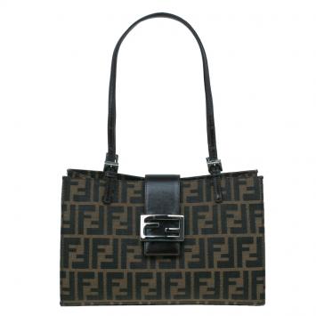 Pre Owned Fendi Brown Zucca Small Shoulder Bag