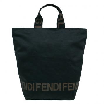 Pre Owned Fendi Black Nylon Shopper Tote