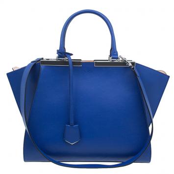 Pre Owned Fendi Blue Calfskin Leather 3Jours Tote Bag with Wallet