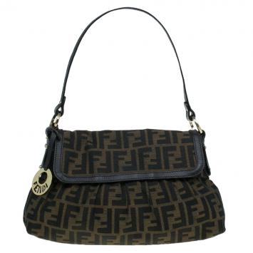 Pre Owned Fendi Brown Zucca Canvas Chef Shoulder Bag