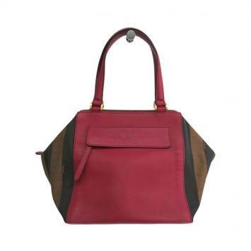 Pre Owned Fendi Pequin Pink Leather Pecan Hobo