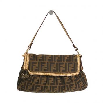 Pre Owned Fendi Tobacco Zucca Canvas Small Chef Shoulder Bag