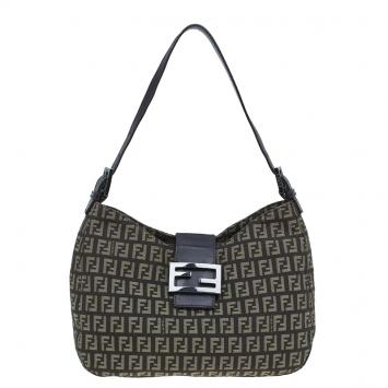 Pre Owned Fendi Brown Zucca Canvas Baguette Shoulder Bag