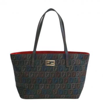 مملوكة مسبقًا Fendi Black Zucchino Print Nylon Roll Tote 