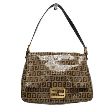 Pre Owned Fendi Tobbaco Zucchino Coated Canvas Mama Forever Shoulder Bag