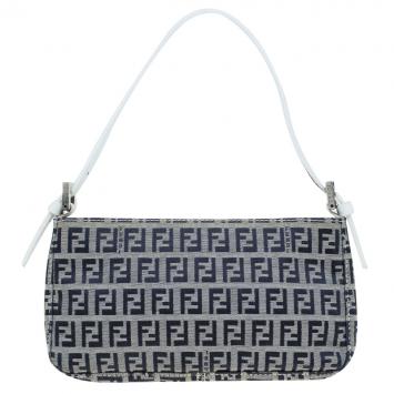 Pre Owned Fendi Dark Blue Zucchino Canvas Pochette