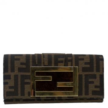 Pre Owned Fendi Brown Zucca Canvas Continental Wallet