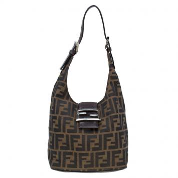 Pre Owned Fendi Tobacco Zucca Canvas Mia Hobo