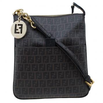 Pre Owned  Fendi Dark Brown Zucchino Spalmati Coated Canvas Small Forever Crossbody Bag