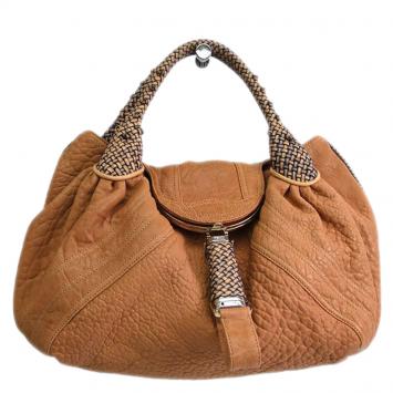Pre Owned Fendi Brown Leather Large Spy Hobo