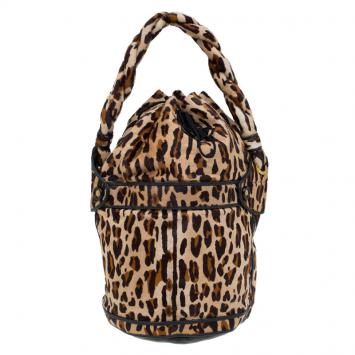 Pre Owned Fendi Leopard Print Calf Hair Palazzo Bucket Shoulder Bag
