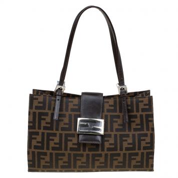 Pre Owned Fendi Tobacco Canvas Shoulder Tote
