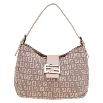 Pre Owned Fendi Pink Zucchino Canvas Hobo