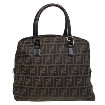 Pre Owned Fendi Tobacco Zucca Canvas Tote