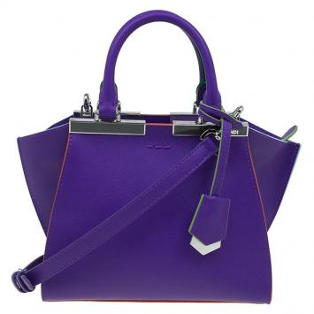 Pre Owned Fendi Purple Leather Mini 3Jours Tote