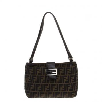 Pre Owned Fendi Tobacco Zucca Canvas Bauletto Hobo
