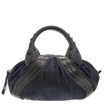 Pre Owned Fendi Blue Denim Baby Spy Bag