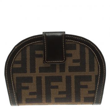 Pre Owned Fendi Tobacco Zucca Canvas Vintage Bi fold Wallet