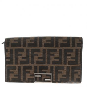 Pre Owned Fendi Tobacco Zucca Canvas Long Wallet