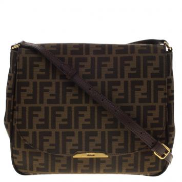 Pre Owned Fendi Tobacco Zucca Canvas Crossbody Bag