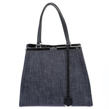 Pre Owned Fendi Black Denim Large 3Jours Tote