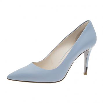 Pre Owned Fendi Blue Leather Pointed Toe Pumps Size 37