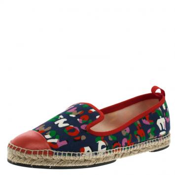 مملوكة مسبقًا Fendi Muticolor Roma Printed Canvas And Leather Cap Toe Espadrilles Size 38.5