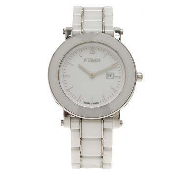 Pre Owned Fendi White Ceramic F642140 Women's Wristwatch 38MM