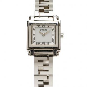 Pre Owned Fendi Silver Stainless Steel Quadro Women's Wristwatch 25MM