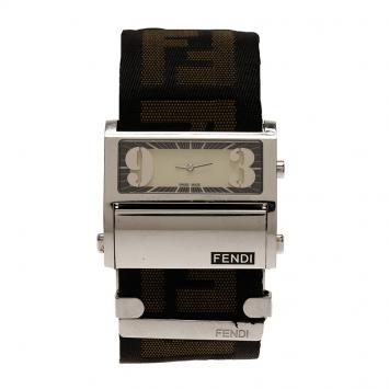 Pre Owned Fendi Cream Stainless Steel Zip Code Women's Wristwatch 40MM