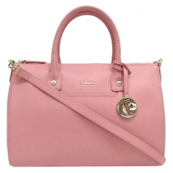 Pre Owned Furla Pink Saffiano Leather Medium Linda Satchel