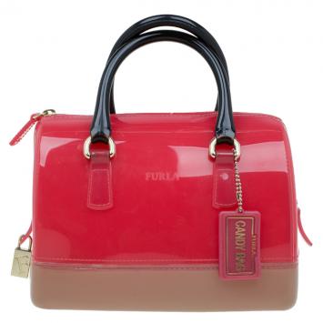 Pre Owned Furla Tri Color Glossy Rubber Mini Candy Satchel
