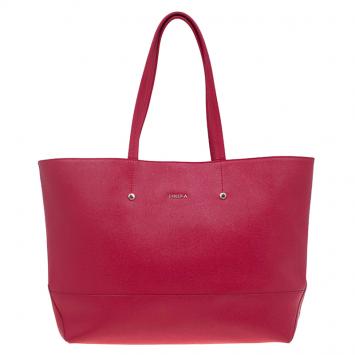 Pre Owned Furla Red Leather Melissa Shopping Tote