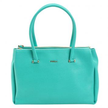 Pre Owned Furla Emerald Green Leather Linda Tote