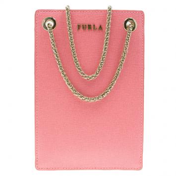 Pre Owned Furla Pink Leather Babylon Phone Bag