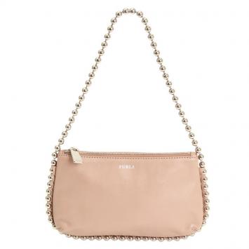 Pre Owned Furla Beige Leather Ball Chain Shoulder Bag